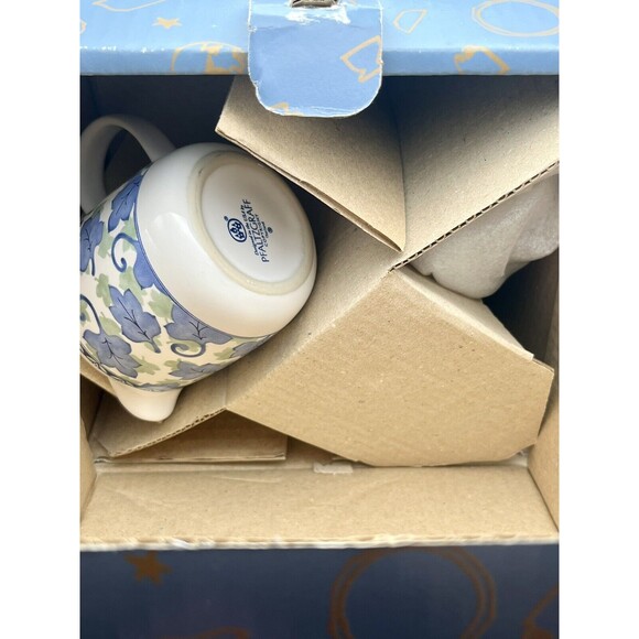 Pfaltzgraff Blue Isle 14 oz Creamer 10 oz Sugar Bowl Lid Set 1997 NEW IN BOX - Picture 2 of 12